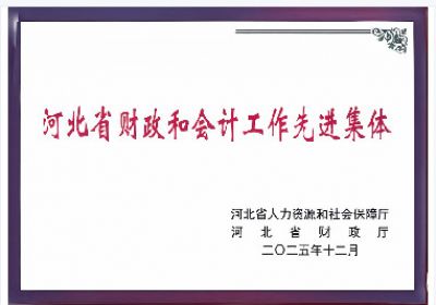 公司被省人力資源社會(huì)保障廳、省財(cái)政廳授予“河北省財(cái)政和會(huì)計(jì)工作先進(jìn)集體”稱號(hào)